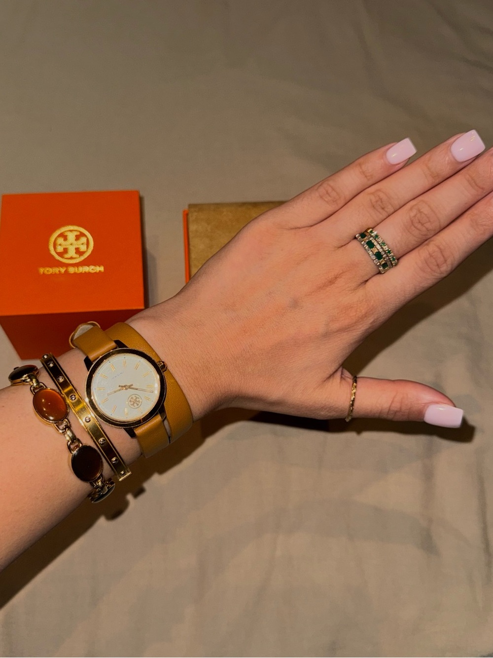 Tory Burch Camel Brown Wrap Watch - Picture 1 of 4